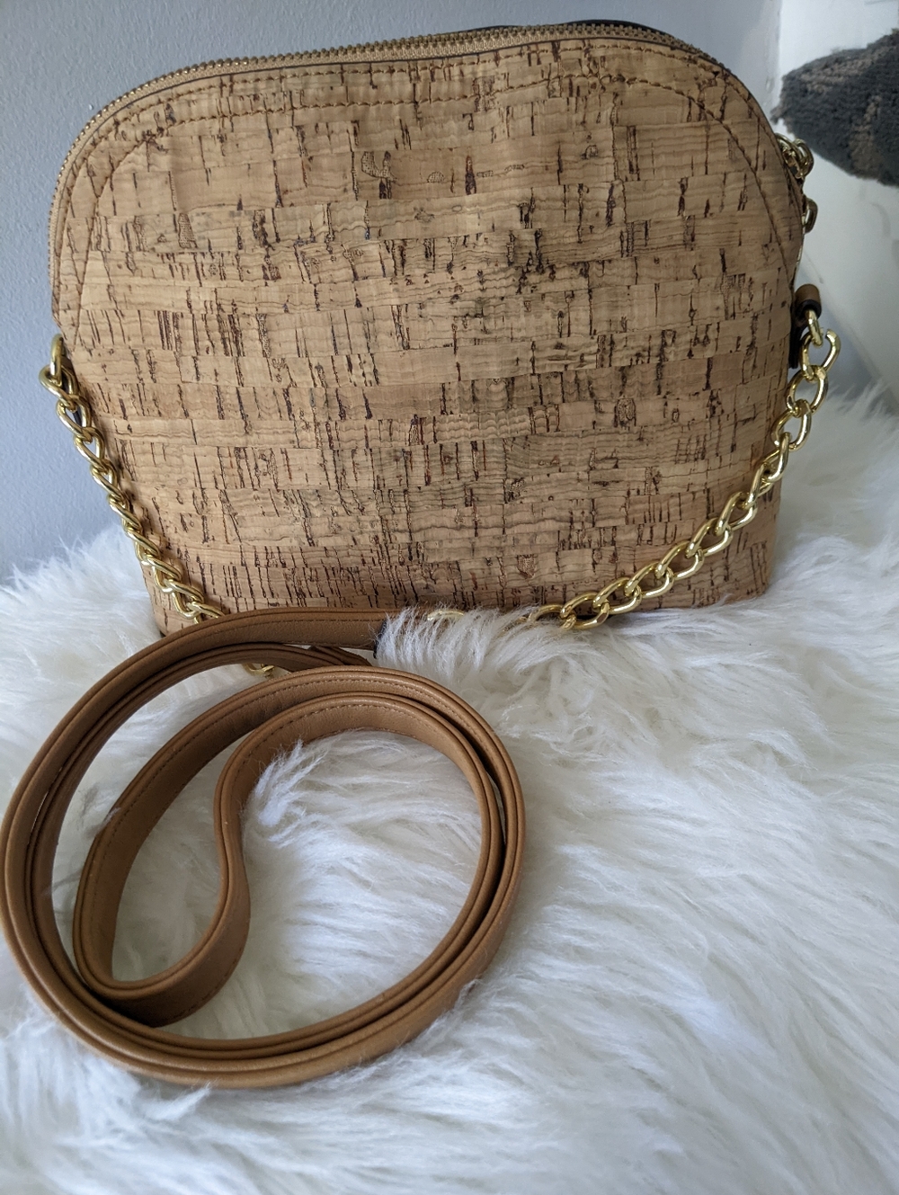 Steve Madden Cork-Texture Crossbody in Tan - Picture 2 of 5